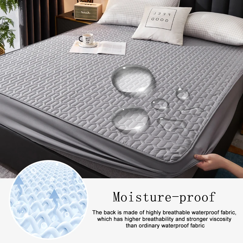 침대 시트 Waterproof Bed Cover Stretch Breathable Mattress Cover Queen Size  Bedroom - £20.59 GBP+