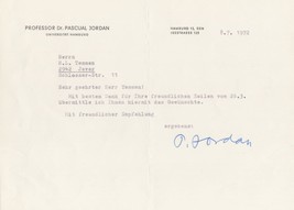 Pascual Jordan German Mathematician WW2 Nazi Party Hand Signed Letter - £37.54 GBP