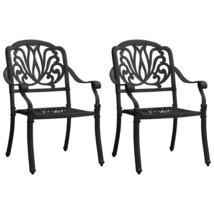  Garden Chair Set of 2 Black Cast Aluminum Standard Durable - €349,60 EUR