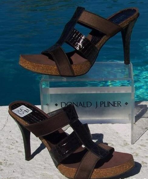 Donald Pliner Kogi Gator Leather Shoe New Elastic Sandal Cork Shoe $285 NIB