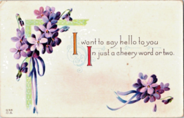 Postcard Greetings Hello Card #G56 Violets  Posted 1913 5.5 x 3.5 - £6.00 GBP