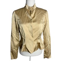 Eccoci Satin Blazer Jacket 4 Gold Snap Front Long Sleeve Lined Exposed S... - £33.46 GBP