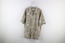 Vtg Tommy Bahama Mens XL Distressed Silk Tapestry Flower Collared Button Shirt - £31.11 GBP