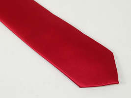 Mens Narrow Tie/Hankie Set Satin Silky Vito Rofolo VTR-94 Solid Red image 3