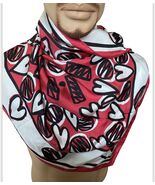 34" SCARF MOSCHINO SILK SQUARE White RED HEART PRINT VIBRANT - $59.37