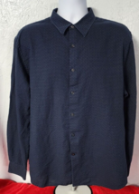 Vintage Perry Ellis Mens Shirt XXL Blue Long Sleeve Button Up Shirt - $9.49