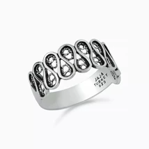 Filigree Art Sterling Silver Women Wavy Band Ring - Handcrafted, High-Qu... - $633.33 MXN