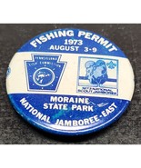 1973 National Jamboree-East Fishing Permit Button - Boy Scouts of America - £10.98 GBP