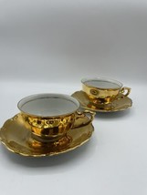 2 Harden Bavaria Gold Tea Cups with Saucer Plates Bs280 - $37.39
