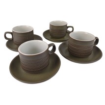 Vintage DENBY England CAMELOT Dark Green 2.5&quot; Mug Cups &amp; Saucers Set of ... - $33.87