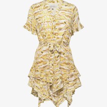 All Saints Frankie Oniyuri Graphic Print Frilled Mini Dress Yellow Layer... - £38.77 GBP