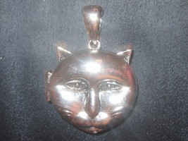 UNIQUE NEW 30MM KITTEN KITTY SILVER CAT LOCKET CHARM PENDANT NECKLACE - $14.84