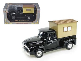 1956 Ford F-100 Pickup Truck Black with Camper 1/32 Diecast Model Car by... - £25.32 GBP