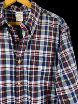 Brooks Brothers Button Down Shirt Mens Size Large Blue Red Plaid Corduroy Regent - £58.40 GBP