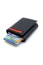 Men&#39;s Black Faux Leather Mechanism Card Holder Wallet Portfolio - £10.55 GBP+