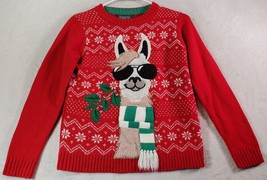 33 Degrees Sweater Youth Medium Red Christmas Acrylic Long Sleeve Round ... - $20.05