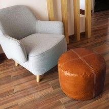 Handmade ottoman, Moroccan Leather Pouf , hassock , Footstool, footrest ... - £196.58 GBP