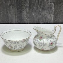 TUSCAN Fine Bone China England Gray Pink ROSE Set Creamer Open Sugar Bowl - £17.40 GBP