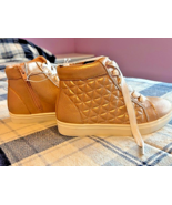 NWB Cat and Jack little girls gold glitter high-top sneakers sz. 1 - $14.85