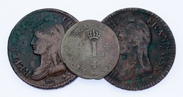 Lot of 3 France Bronze Coins 1754 - 1799 VF Condition - £49.85 GBP