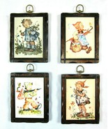 Lot of 4 Vintage Hummel Wood Wall Plaques Unique Handcrafted Pine Wood F... - £23.59 GBP