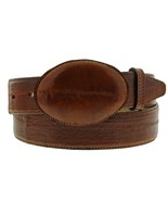 Mens Western Dress Belt Cognac Real Eel Skin Leather Rodeo Buckle Size 3... - $59.99