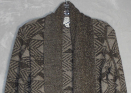 St Johns Bay Women&#39;s Large Long Open Front Cardigan Sweater Chevron Design Brown - £6.96 GBP
