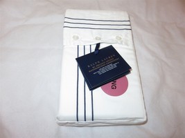 Ralph Lauren Organic Handkerchief Embroidered King pillowcases 624TC Polo Navy - £56.16 GBP