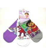 Dora The Explorer 3pk Ankle Socks Gray White Purple Size 6-8 NWT - £5.24 GBP
