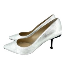 Sergio Rossi Pumps Silver Metallic Patent Leather Pointed Toe 37.5 New $... - £308.65 GBP