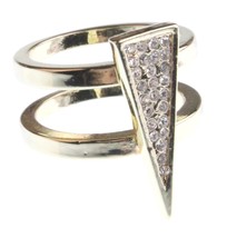 NEW Jules Smith 14K Gold Plated Cubic Zirconia Crystal Pavé Triangle Ring 6 NIB - $18.72