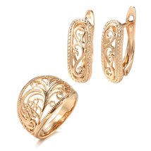 T trendy ethnic bride earrings ring sets for women 585 rose gold hollow pattern vintage thumb200