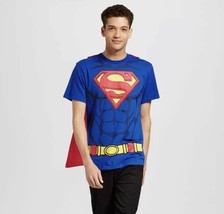 Mens DC Comics Superman Muscle Costume T-Shirt With Cape Various Sizes NWT - £10.45 GBP