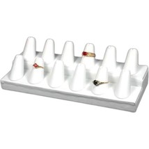 White Faux Leather 12 Finger Jewelry Ring Display Fixture  - £15.74 GBP