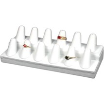 White Faux Leather 12 Finger Jewelry Ring Display Fixture  - £14.96 GBP