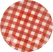 9.5&quot;D Red/White Buffalo Plaid Pattern Round Pasta Bowl Set of 6 Made in ... - $79.15