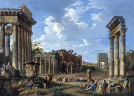 Framed Canvas Art Print Campo Vaccino Temple Jupiter Stator Arch Titus Colosseum - £31.47 GBP+