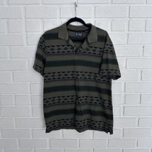 Vintage CHAPS Polo Shirt C78 Aztec Southwestern Striped Print Green Mens... - $19.59