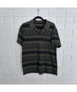Vintage CHAPS Polo Shirt C78 Aztec Southwestern Striped Print Green Mens... - £15.52 GBP