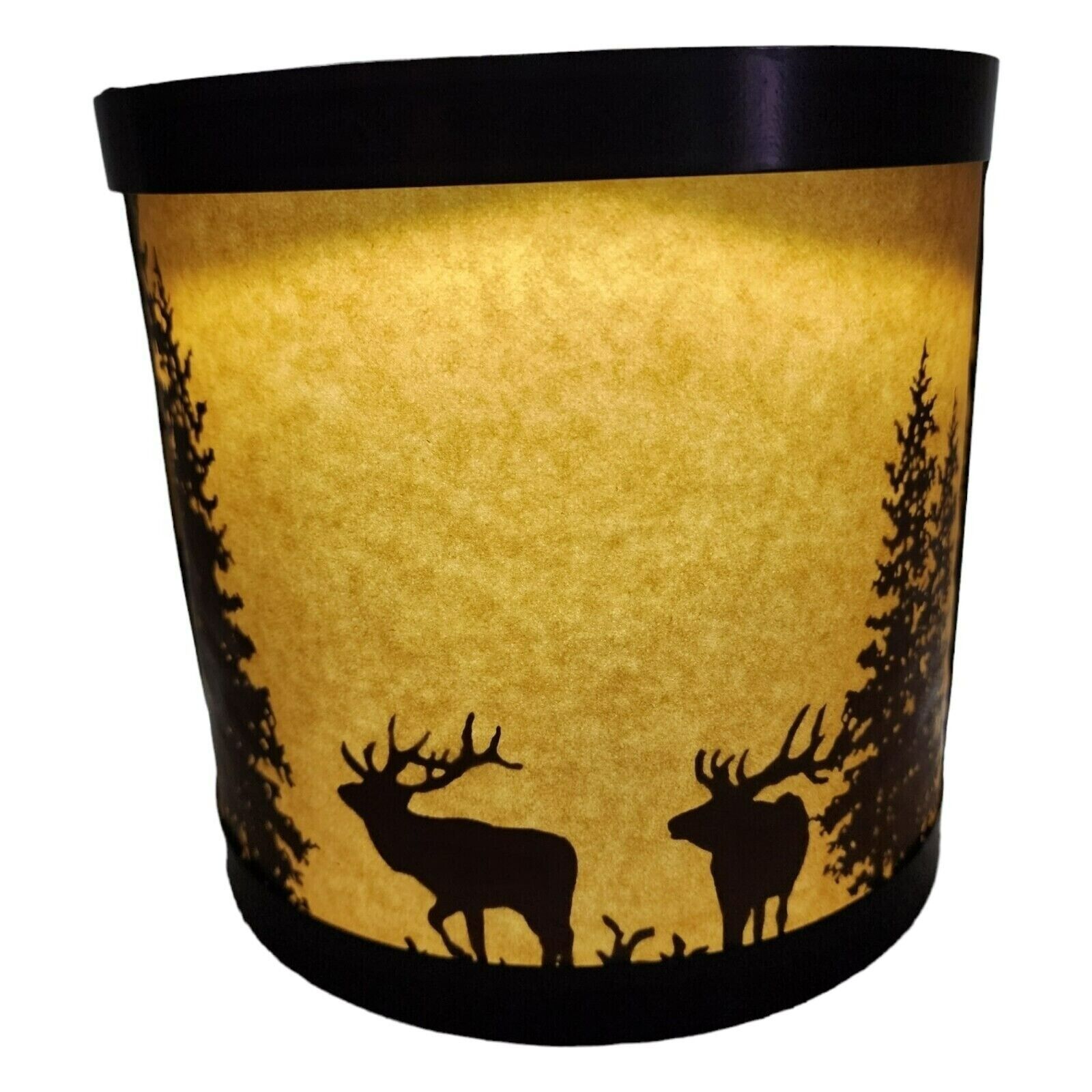 Parchment Wall Sconce Lamp Northwoods Elk Reindeer Cabin Decor Metal Black Pine - $108.90