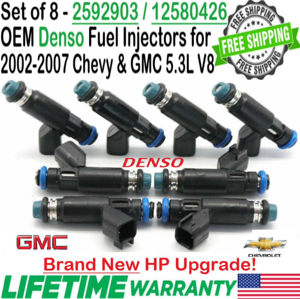 Primary image for OEM x8 Denso NEW HP Upgrade Fuel Injectors for 2002-2006 GMC Yukon XL 1500 5.3L