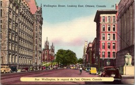 Canada Ontario Ottawa Wellington Street Cars Linen 1930-1945 Vintage Postcard - £5.99 GBP