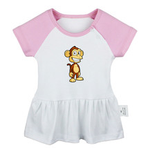 Cartoon monkey Newborn Baby Girls Dress Toddler Infant 100% Cotton Clothes - £10.62 GBP