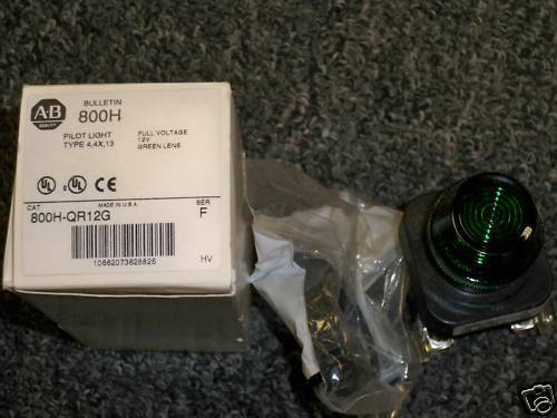 Allen Bradley 800H-QR12G Green Pilot Light 12V Full Voltage New in Box - $40.00