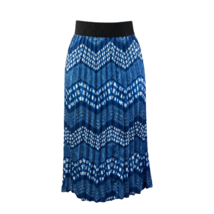 Lularoe Womens A Line Skirt Blue White Chevron Midi Pleated S - £12.81 GBP