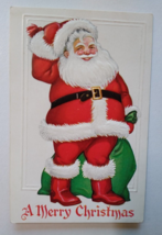 Merry Christmas Santa Claus Postcard Vintage Embossed Antique Unused Series F 46 - £15.97 GBP