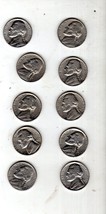 JEFFERSON NICKELS Coin Lot of 10 assorted Nickels (1980 -1993) - $9.95