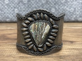 Vtg Silver Tone Bracelet Abalone Mother Of Pearl CV JD - $19.79