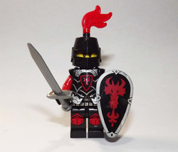 Building Block Black Dragon Knight soldier Castle army crusades Minifigure Custo - £4.78 GBP