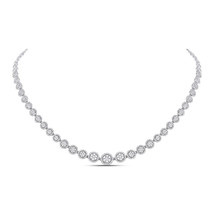 14kt White Gold Womens Round Diamond Graduated Halo Tennis Necklace 3 Cttw - £5,250.02 GBP
